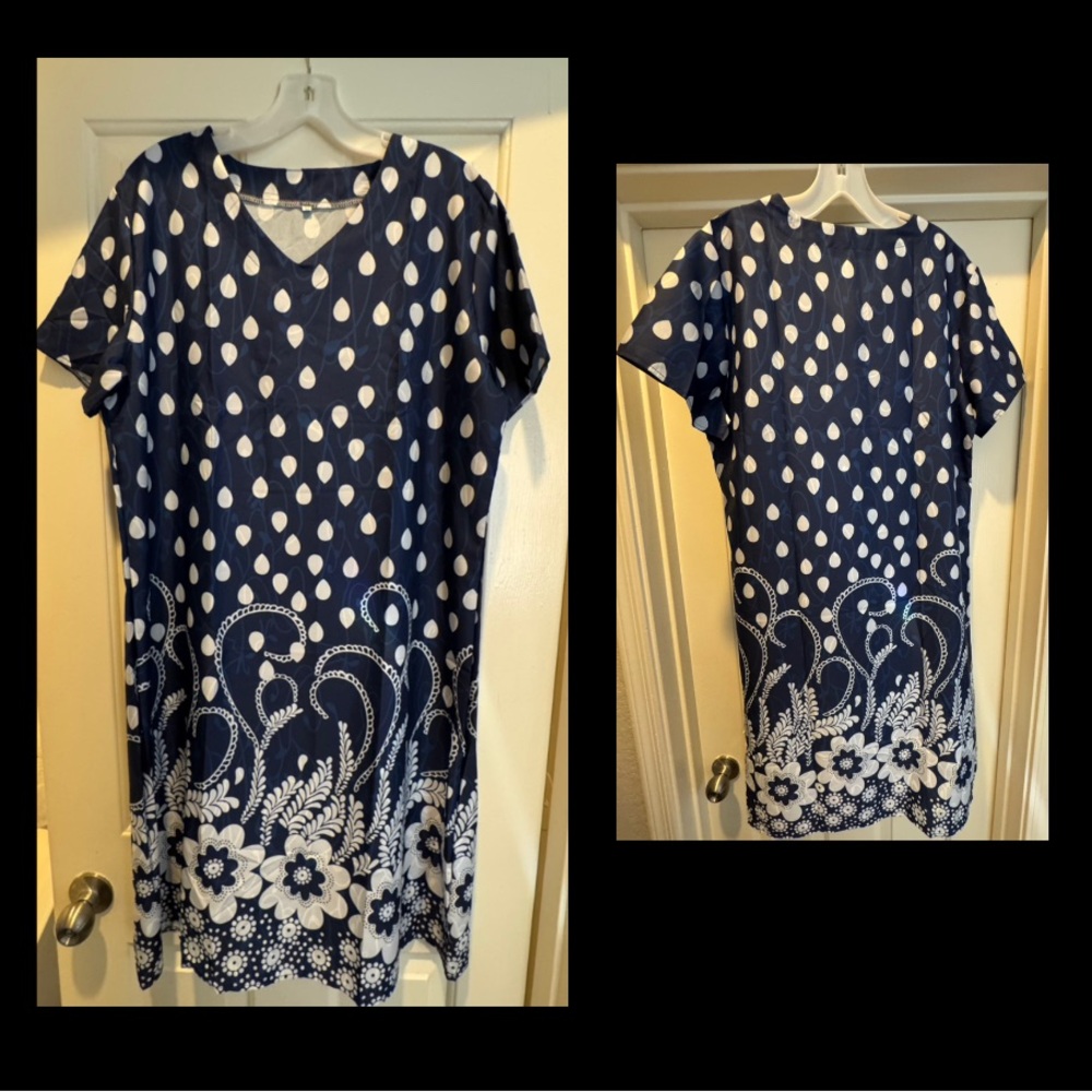 Navy and White Floral Dress